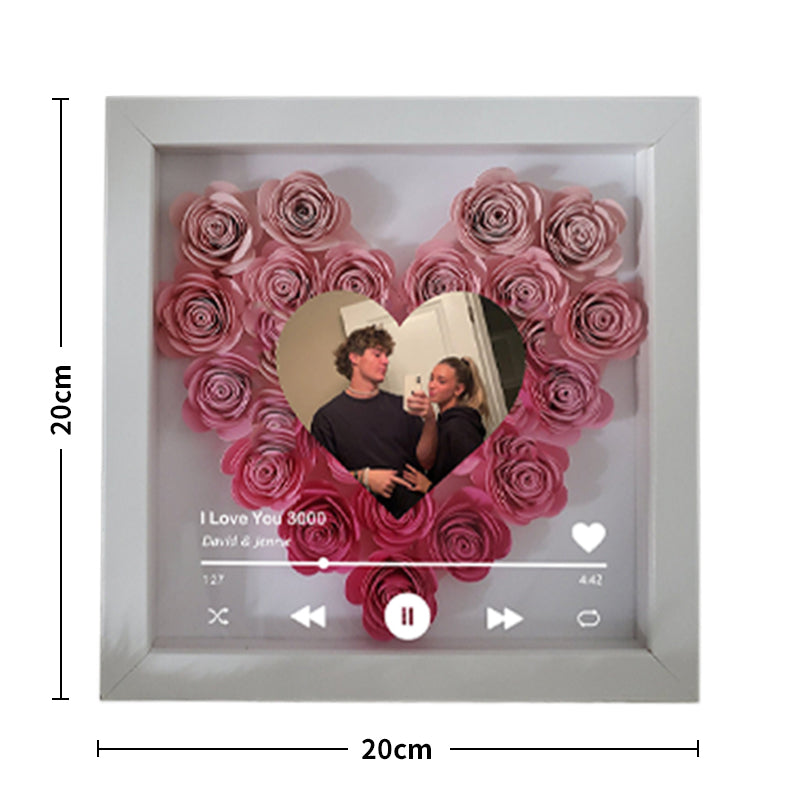 Custom Heart Flower Shadow Box with Photo