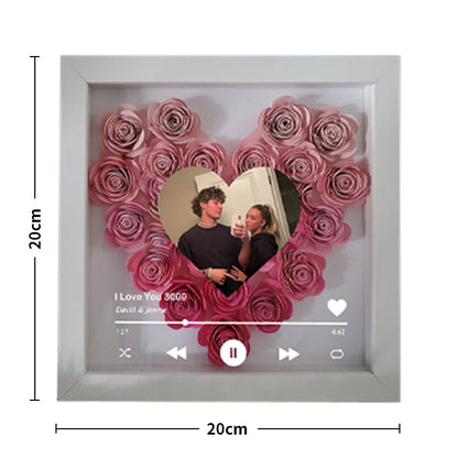 Custom Heart Flower Shadow Box with Photo