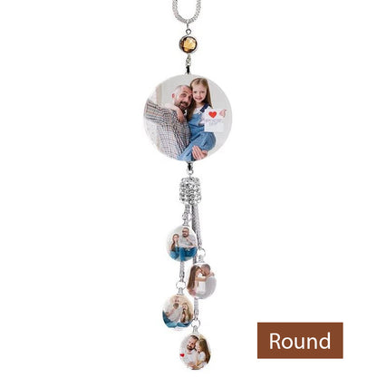 Personalized Synthetic Crystal Car Rearview Mirror Photo Pendant