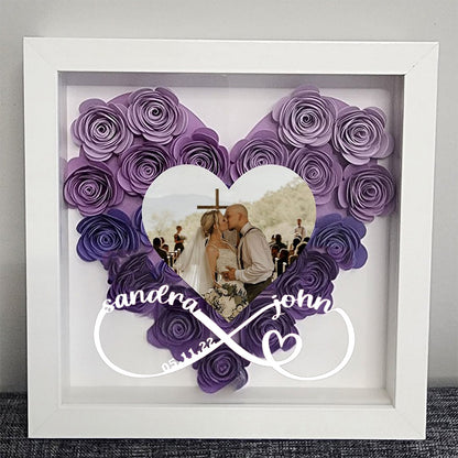 Custom Heart Flower Shadow Box with Photo