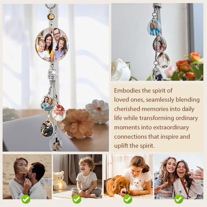 Personalized Synthetic Crystal Car Rearview Mirror Photo Pendant