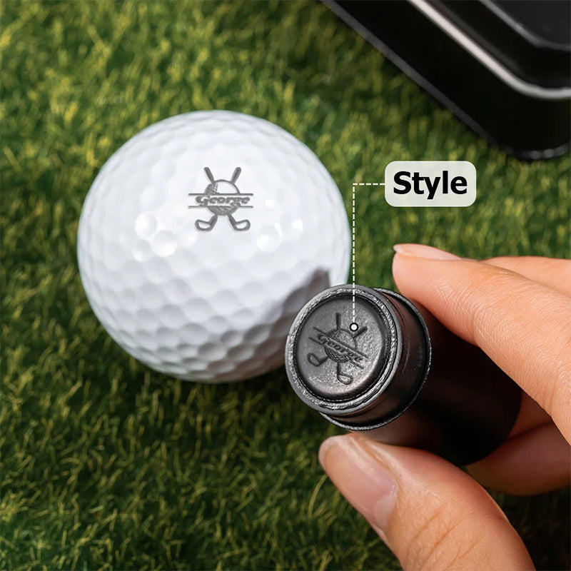 Personalized Initial Golf Ball Stamp with Metal Storage Box Birthday Father's Day Gift for Golf Player