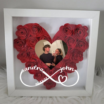 Custom Heart Flower Shadow Box with Photo