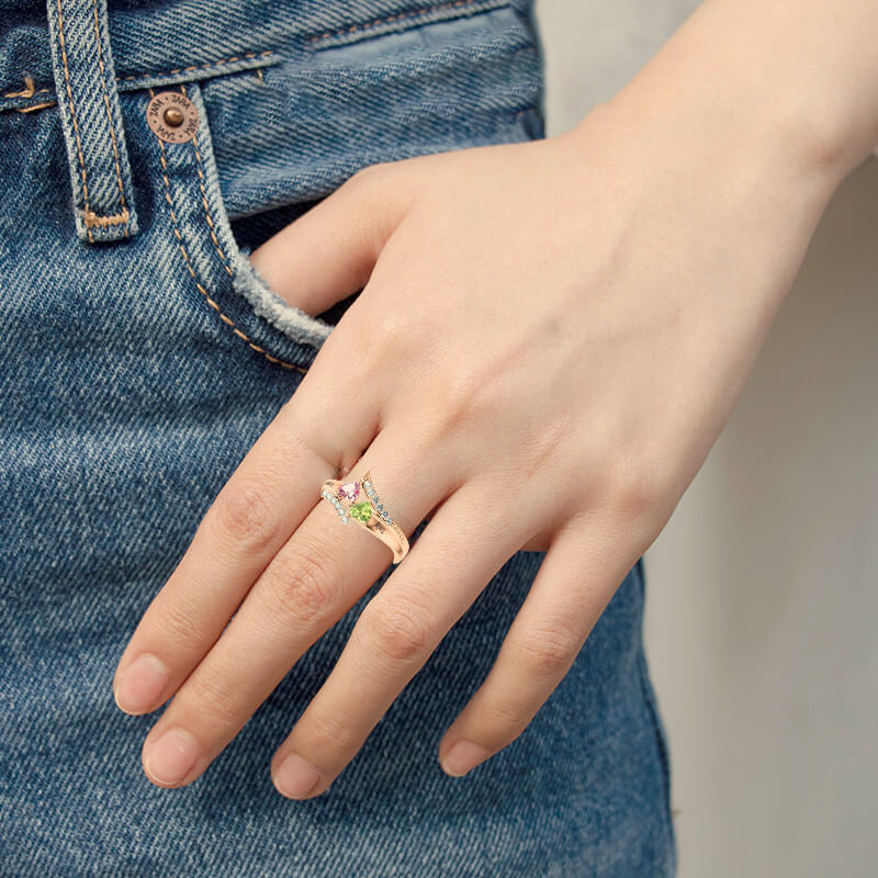 Personalized Rhinestone Ring with Birthstones