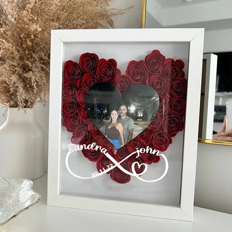 Custom Heart Flower Shadow Box with Photo