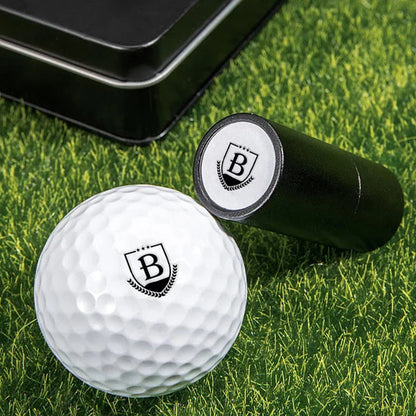 Personalized Initial Golf Ball Stamp with Metal Storage Box Birthday Father's Day Gift for Golf Player