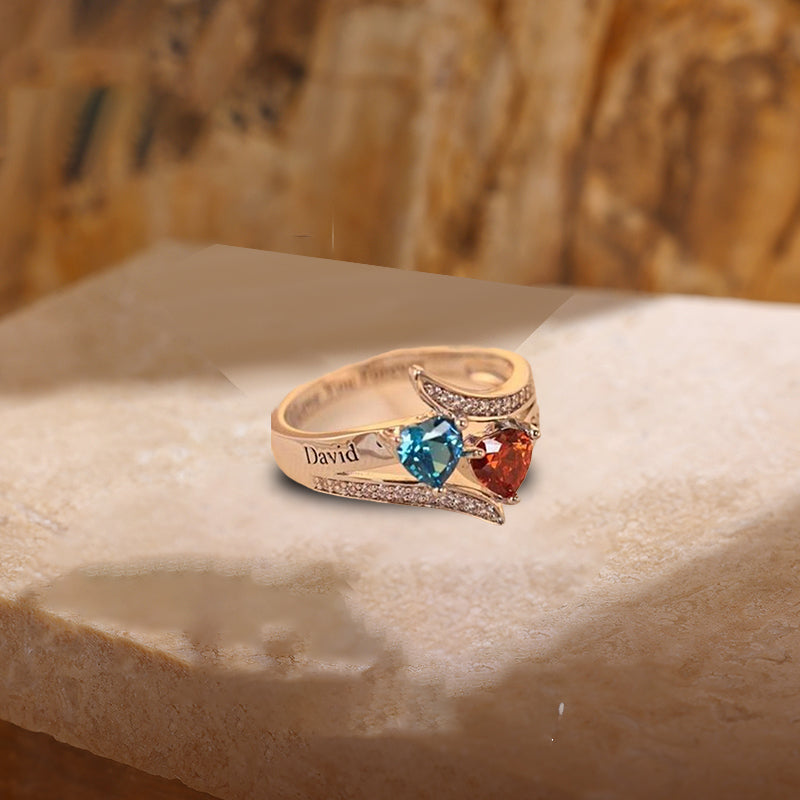 Personalized Rhinestone Ring with Birthstones