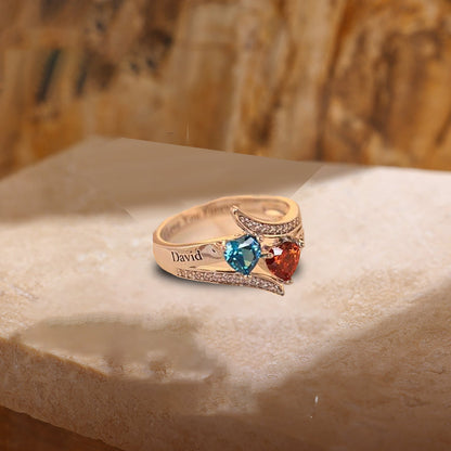 Personalized Rhinestone Ring with Birthstones