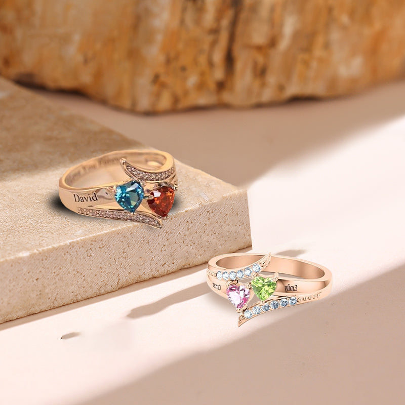 Personalized Rhinestone Ring with Birthstones