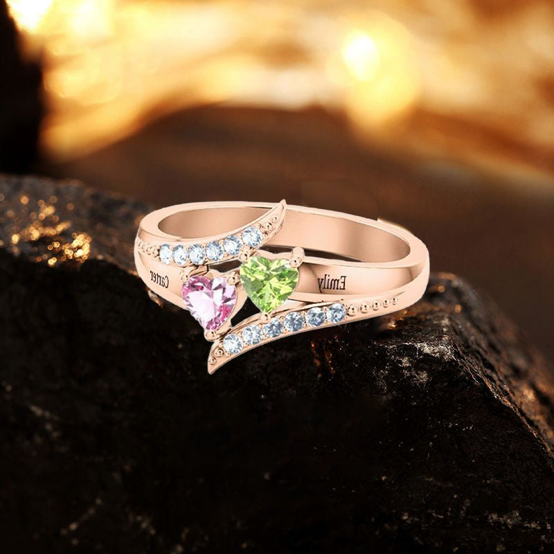 Personalized Rhinestone Ring with Birthstones