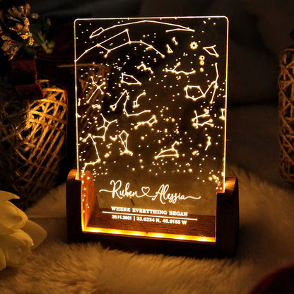 Personalized Constellation Chart Lamp - Gift Star Latitude Map on Night Light - Gift for Boyfriend / Girlfriend - Stars Chart Gift for Couples