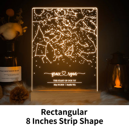 Personalized Constellation Chart Lamp - Gift Star Latitude Map on Night Light - Gift for Boyfriend / Girlfriend - Stars Chart Gift for Couples